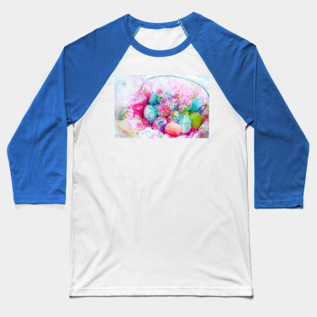 Easter Egg Basket Impressionist Painting Baseball T-Shirt by BonBonBunny